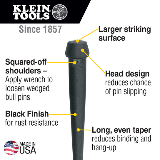 Klein 3255 Broad-Head Bull Pin, 1-1/4-Inch