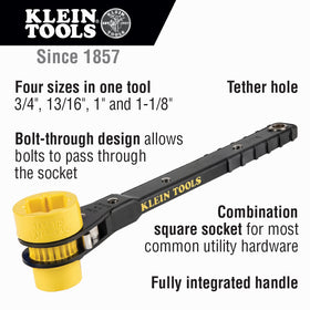 Klein KT151T 4-in-1 Lineman's Ratcheting Wrench