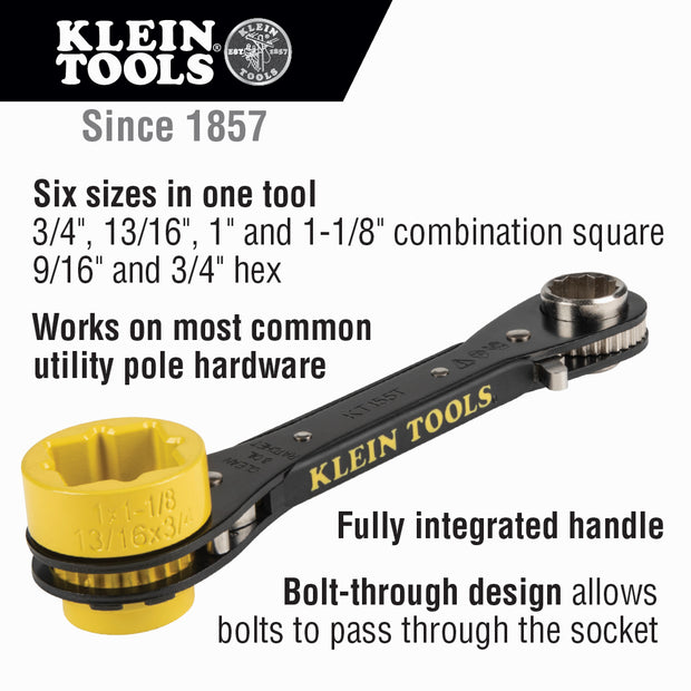 Klein KT155T 6-in-1 Lineman's Ratcheting Wrench