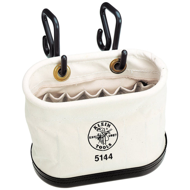 Klein 5144 Canvas Bucket, 15-Pocket Aerial Oval Bucket with Hooks