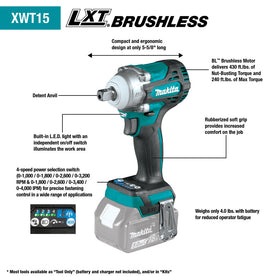 Makita XWT15Z 18V LXT® Lithium‑Ion Brushless Cordless 4‑Speed 1/2