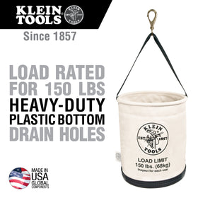 Klein 5109SLR Canvas Bucket, All-Purpose with Drain Holes, 12-Inch