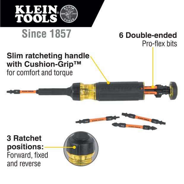 Klein 32313HD 13-in-1 Ratcheting Impact Rated Screwdriver