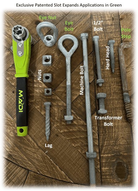 MADI BWS-5 5-in-1 Tri-Square Slotted Insulated Big Lineman Wrench