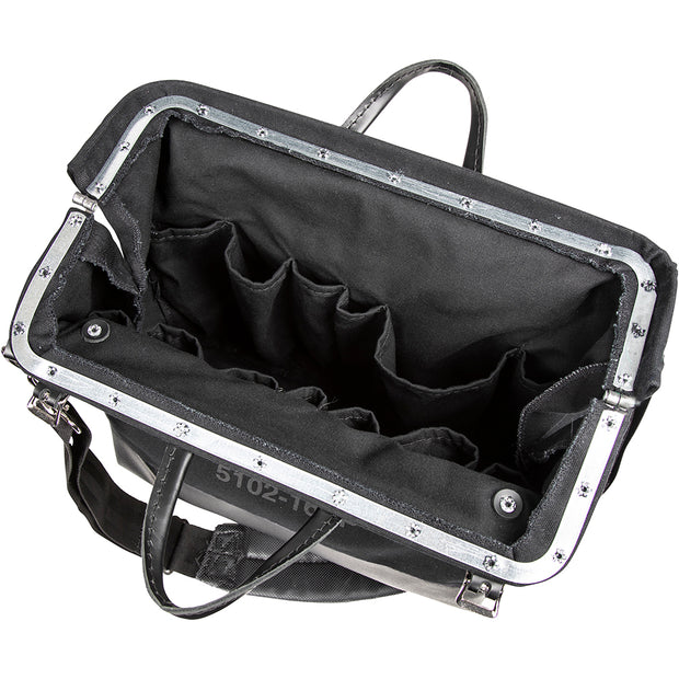 Klein 510216SPBLK Deluxe Tool Bag, Black Canvas, 13 Pockets, 16-Inch