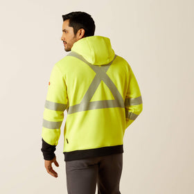 Ariat 10052589 Men's FR Hi-Vis Pullover Hoodie, Color block cuffs and kangaroo pocket