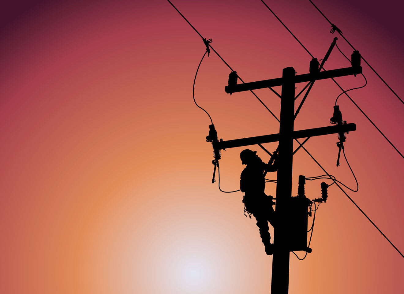 silhouette of a lineman