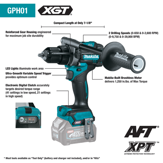 Makita GPH01Z 40V max XGT® Brushless Cordless 1/2