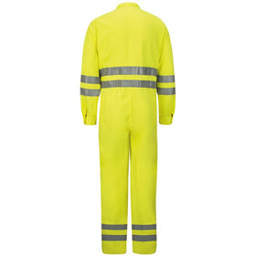 Bulwark CMD8HV Men's FR Hi-Vis Deluxe Coverall with Reflective Trim, Yellow / Green