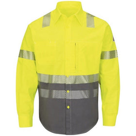 Bulwark SLB4HG  FR HRC2 Class 3, Hi-Vis Color Block LS Button Down Work Shirt