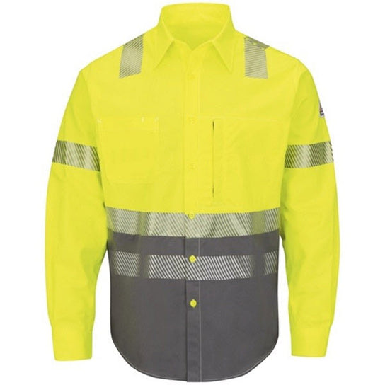 Bulwark SLB4HG  FR HRC2 Class 3, Hi-Vis Color Block LS Button Down Work Shirt