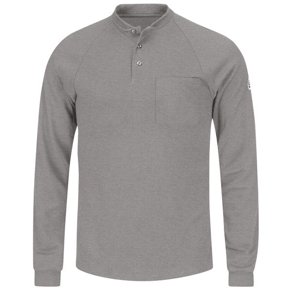 Bulwark SML2GY Men's Lightweight FR Long Sleeve Henley Shirt