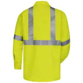 Bulwark SMW4HV Men's Midweight FR Hi-Vis Button-up Long Sleeve Work Shirt